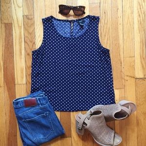 Navy Polka Dot Sleeveless Top Forever 21